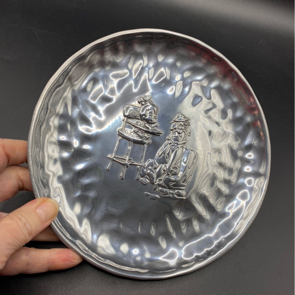 HBP REED &. BARTON Fred Flinstone & Pebbles Silverplate Baby Plate NWOT 1994
